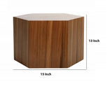 Benzara Contemporary Style Hexagonal Wooden End Table, Small, Brown BM223417 Brown Solid Wood BM223417