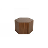 Benzara Contemporary Style Hexagonal Wooden End Table, Small, Brown BM223417 Brown Solid Wood BM223417