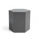 Benzara Contemporary High Gloss Hexagonal Wooden End Table, Medium, Gray BM223418 Gray Solid Wood BM223418