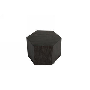 Benzara Contemporary Style Hexagonal Wooden End Table, Small, Dark Gray BM223421 Gray Solid Wood BM223421