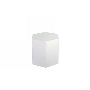 Benzara Contemporary High Gloss Hexagonal Wooden End Table, Medium, White BM223422 White Solid Wood BM223422