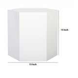 Benzara Contemporary High Gloss Hexagonal Wooden End Table, Medium, White BM223422 White Solid Wood BM223422