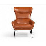 Benzara Leatherette Bucket Style Lounge Chair with Tufted Details, Brown BM223440 Brown Solid Wood, Metal and Leatherette BM223440