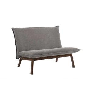 Benzara Fabric Upholstered Loveseat with Wooden Frame and Welt Trims,Gray and Brown BM223441 Gray and Brown Solid Wood and Fabric BM223441