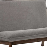 Benzara Fabric Upholstered Loveseat with Wooden Frame and Welt Trims,Gray and Brown BM223441 Gray and Brown Solid Wood and Fabric BM223441