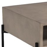 Benzara Concrete Coffee Table with Metal Frame and Open Compartment, Gray and Black BM223443 Gray and Black Concrete and Metal BM223443