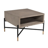 Benzara Concrete Coffee Table with Metal Frame and Open Compartment, Gray and Black BM223443 Gray and Black Concrete and Metal BM223443