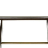 Benzara Rectangular Wooden Console Table with Slated Bar Inlay, Brown BM223446 Brown Solid Wood, Veneer and Metal BM223446