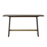 Benzara Rectangular Wooden Console Table with Slated Bar Inlay, Brown BM223446 Brown Solid Wood, Veneer and Metal BM223446