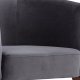 Benzara Button Tufted Fabric accent Chair with Nailhead Trim Details, Gray BM223453 Gray Solid Wood and Fabric BM223453