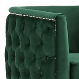 Benzara Button Tufted Fabric accent Chair with Nailhead Trim Details, Green BM223454 Green Solid Wood and Fabric BM223454