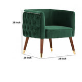 Benzara Button Tufted Fabric accent Chair with Nailhead Trim Details, Green BM223454 Green Solid Wood and Fabric BM223454