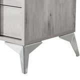 Benzara Contemporary 2 Drawer Nightstand with Angled Metal Legs, Gray BM223460 Gray Solid Wood and Metal BM223460