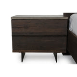 Benzara Textured Concrete Top Nightstand with Metal Panel Legs, Brown and Black BM223466 Brown and Black Concrete, Solid Wood and Metal BM223466