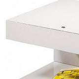 Benzara Contemporary Squared C Shaped Wooden Nightstand with LED Light, White BM223471 White Solid Wood BM223471