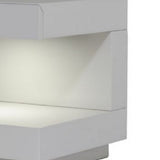 Benzara Contemporary Squared C Shaped Wooden Nightstand with LED Light, Gray BM223472 Gray Solid Wood and MDF BM223472