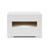 Benzara 2 Pull Out Drawer Nightstand with High Gloss and Open Compartment, White BM223473 White Solid Wood BM223473