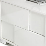 Benzara Textured Front 2 Drawer Nightstand with Metal Block Feet, White BM223474 White Solid Wood, MDF and Metal BM223474