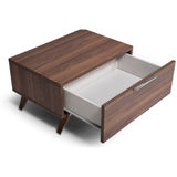 Benzara 1 Drawer Wooden Nightstand with Metal Handle and Angled Legs, Brown BM223475 Brown Solid Wood, Metal and Veneer BM223475