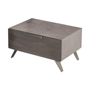 Benzara 1 Drawer Faux Concrete Nightstand with Metal Handle and Angled Legs, Gray BM223476 Gray Faux Concrete and Metal BM223476