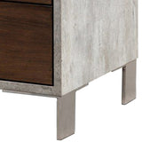 Benzara 2 Drawer Faux Concrete Nightstand with Metal Legs, Brown and Gray BM223478 Brown and Gray Faux Concrete and Veneer BM223478