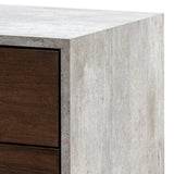 Benzara 2 Drawer Faux Concrete Nightstand with Metal Legs, Brown and Gray BM223478 Brown and Gray Faux Concrete and Veneer BM223478