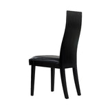 Benzara Modern High Back Wooden Dining Chair with Leatherette Seat, Set of 2, Black BM223479 Black Solid Wood, Leatherette BM223479