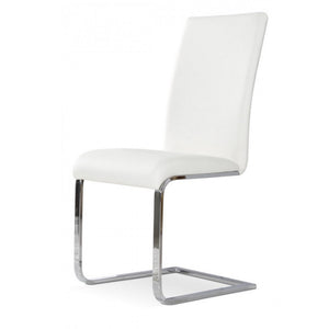 Benzara Contemporary Leatherette Dining Chair with Sled Metal Base, Set of 2, White BM223480 White Solid Wood, Leatherette, Metal BM223480