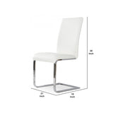 Benzara Contemporary Leatherette Dining Chair with Sled Metal Base, Set of 2, White BM223480 White Solid Wood, Leatherette, Metal BM223480