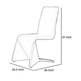 Benzara Fully Leatherette Upholstered Metal Frame Dining Chair, Set of 2, White BM223487 White Metal and Eco Leather BM223487