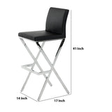 Benzara Leatherette Bar Stool with X Shape Legs, Set of 2, Black and Chrome BM223493 Black and Chrome Metal and Eco Leather BM223493