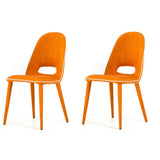 Benzara Fabric Upholstered Metal Dining Chair with Welt Trim, Set of 2, Orange BM223499 Orange Metal and Fabric BM223499