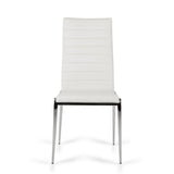 Benzara Leatherette Dining Chair with Horizontal Stitching, Set of 2, White and Chrome BM223501 White and Chrome Metal and Eco Leather BM223501