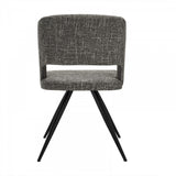 Benzara Fabric Upholstered Dining Chair with Cut Out Back, Set of 2, Gray and Black BM223507 Gray and Black Metal and Fabric BM223507