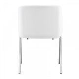 Benzara Leatherette Dining Chair with A Shape Base, Set of 2, White and Chrome BM223510 White and Chrome Metal and Eco Leather BM223510