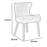 Benzara Upholstered Dining Chair with Wing Back Design, Set of 2, Gray and Brown BM223514 Gray and Brown Solid Wood and Fabric BM223514