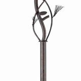 Benzara 3 Way Glass Shade Torchiere Lamp with Pine and Twig Accents, Bronze BM223535 Bronze Metal and Grass BM223535