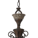 Benzara 5 Light Metal Candle Chandelier with Scrolled Details, Gray and Brown BM223596 Gray and Brown Metal BM223596