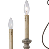 Benzara 5 Light Metal Candle Chandelier with Scrolled Details, Gray and Brown BM223596 Gray and Brown Metal BM223596