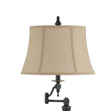 Benzara Metal Body Floor Lamp with Fabric Tapered Bell Shade, Beige and Black BM223599 Black and Beige Metal and Fabric BM223599