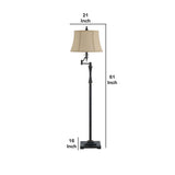 Benzara Metal Body Floor Lamp with Fabric Tapered Bell Shade, Beige and Black BM223599 Black and Beige Metal and Fabric BM223599