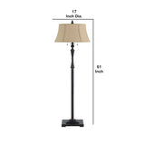 Benzara Metal Body Floor Lamp with Fabric Tapered Bell Shade, Black and Beige BM223603 Black and Beige Metal and Fabric BM223603