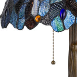 Benzara 2 Bulb Tiffany Floor Lamp with Mosaic Design Shade, Multicolor BM223637 Multicolor Metal and Glass BM223637