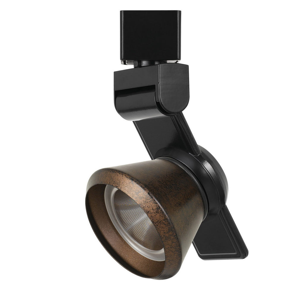 Benzara 12W Integrated LED Metal Track Fixture with Cone Head, Black and Bronze BM223659 Black, Bronze Metal BM223659