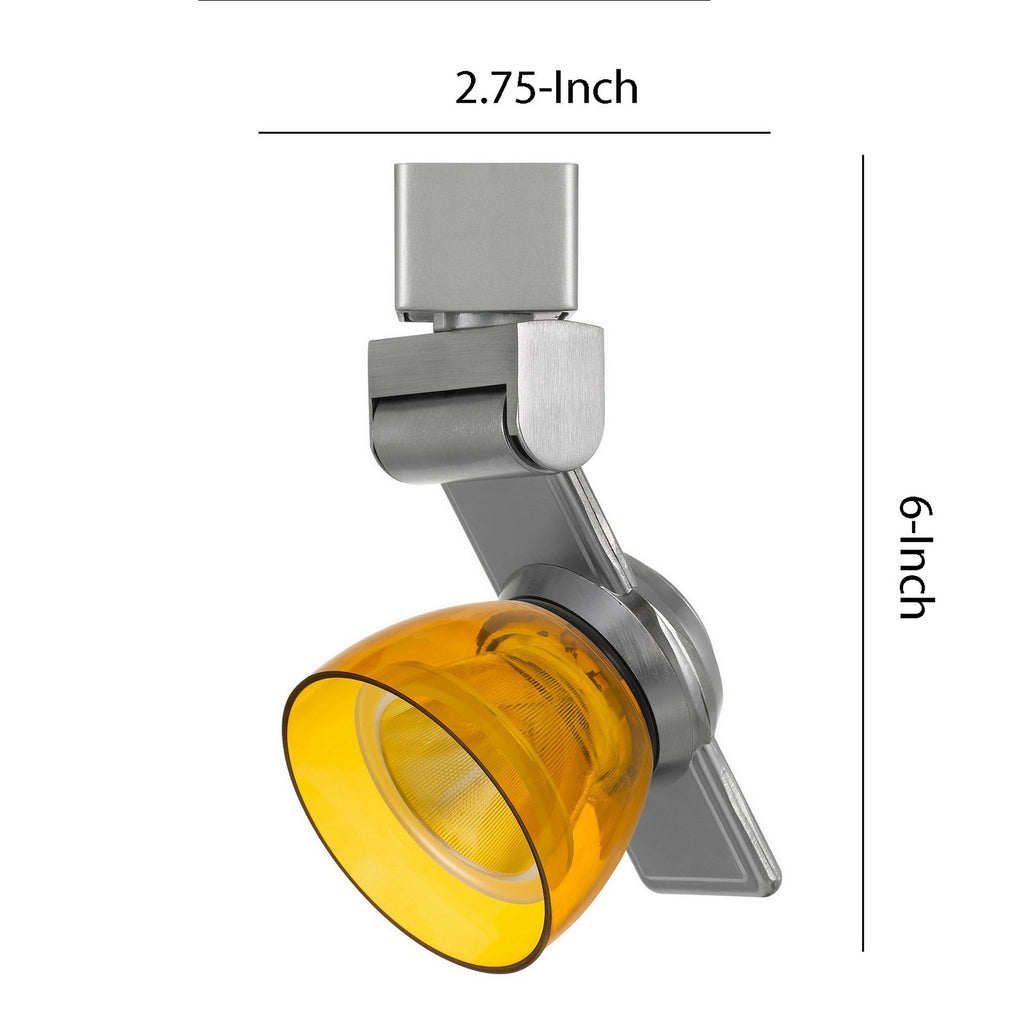 Benzara 12W Integrated LED Track Fixture with Polycarbonate Head, Silver and Yellow BM223668 Silver, Yellow Metal, Polycarbonate BM223668