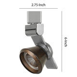 Benzara 12W Integrated LED Metal Track Fixture with Cone Head, Silver and Bronze BM223679 Silver, Bronze Metal BM223679