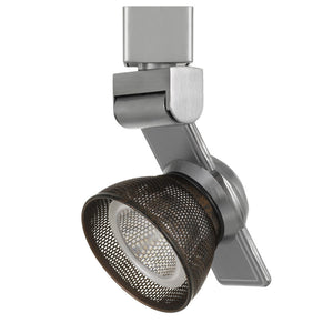 Benzara 12W Integrated LED Metal Track Fixture with Mesh Head, Silver and Bronze BM223684 Silver, Bronze Metal BM223684