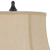 Benzara Metal Body Table Lamp with Fabric Tapered Bell Shade, Beige and Black BM223689 Black and Beige Metal and Fabric BM223689