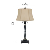 Benzara Metal Body Table Lamp with Fabric Tapered Bell Shade, Beige and Black BM223689 Black and Beige Metal and Fabric BM223689