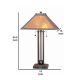 Benzara Ball Inlay Metal Body Table Lamp with Square Mica Shade, Bronze BM223694 Bronze Metal and Mica BM223694